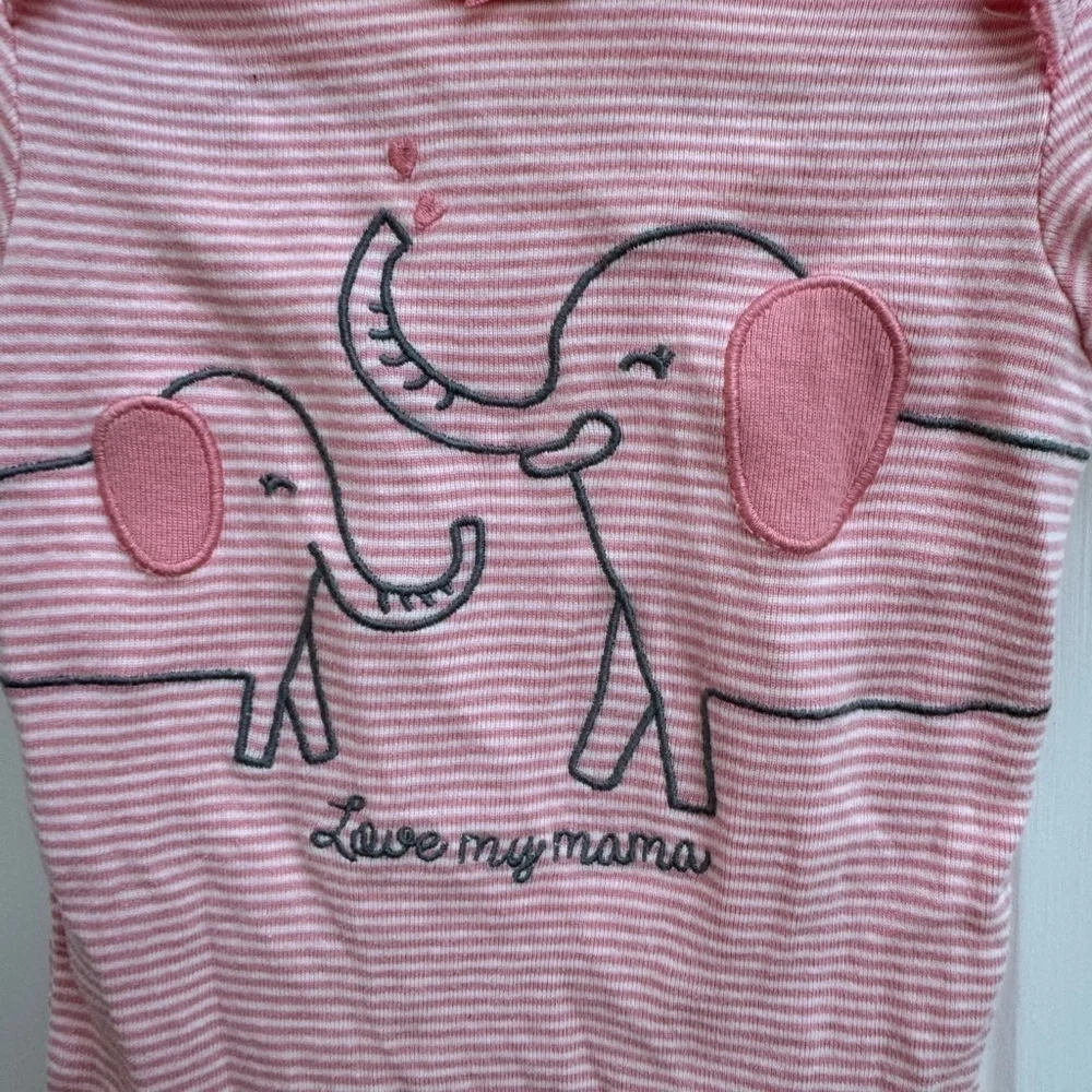 NWOT Carter's 12M Girls Pink Striped Elephant Love My Mama Baby Onesie Bodysuit